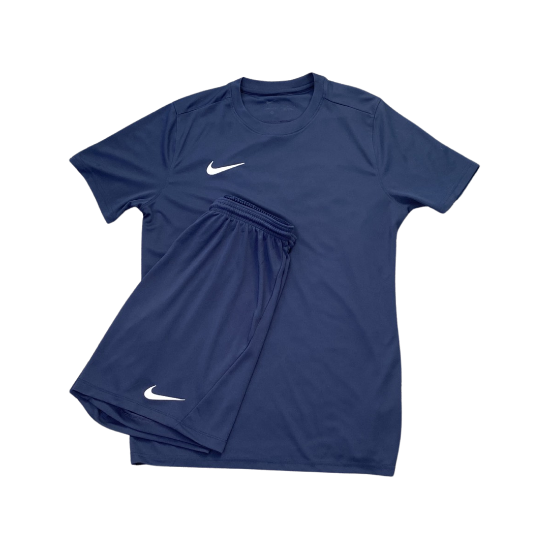 Nike Dri Fit Short Set In Navy Blue