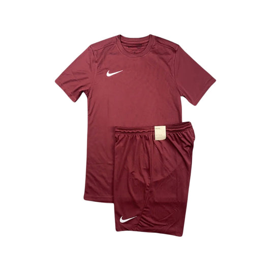Nike Dri-Fit Short Set In Burgundy Red