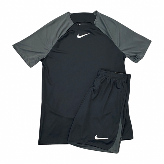 Nike Dri Fit Short Set In Black And Grey