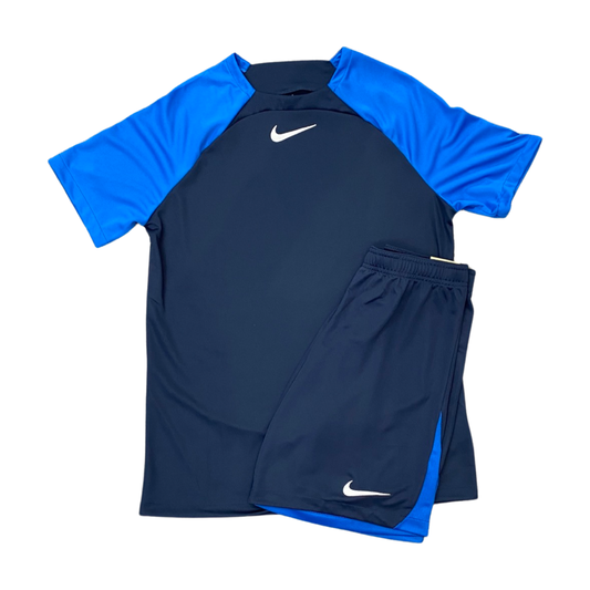 Nike Dri Fit Short Set In Navy And Royal Blue